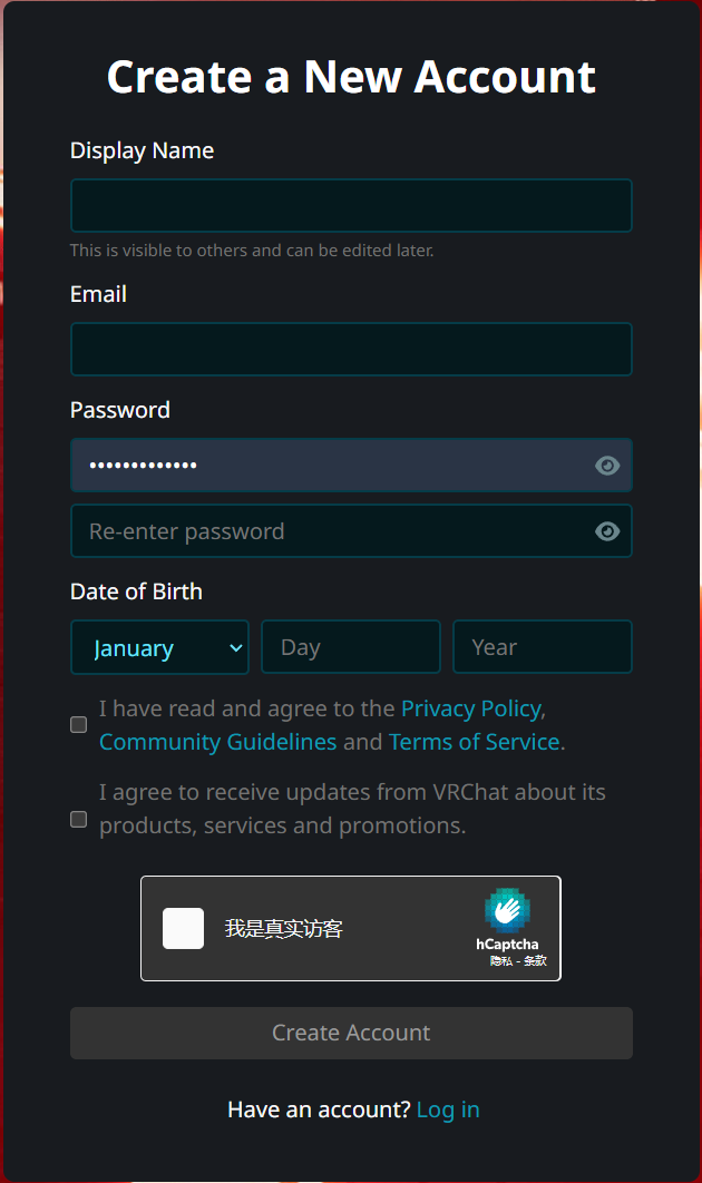 Create a New Account